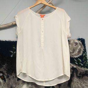 Joe Fresh Ivory Capped Sleeve Blouse size L